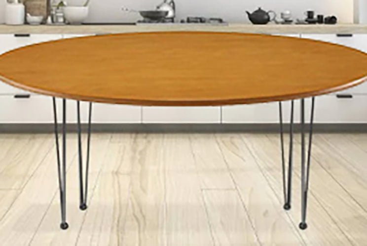 DHP Bentwood Round Dining Table Top Natural Finish Medium Size Contemporary Retro Style Sturdy Chrome Legs Sold Separately - Matt K's Merchandise