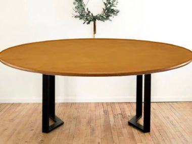 DHP Bentwood Round Dining Table Top Natural Finish Medium Size Contemporary Retro Style Sturdy Chrome Legs Sold Separately - Matt K's Merchandise
