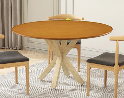 DHP Bentwood Round Dining Table Top Natural Finish Medium Size Contemporary Retro Style Sturdy Chrome Legs Sold Separately - Matt K's Merchandise