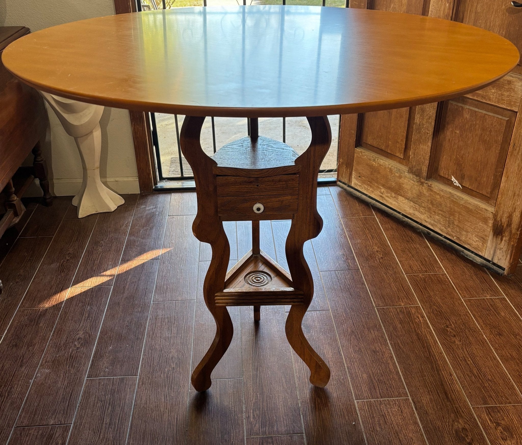 DHP Bentwood Round Dining Table Top Natural Finish Medium Size Contemporary Retro Style Sturdy Chrome Legs Sold Separately - Matt K's Merchandise
